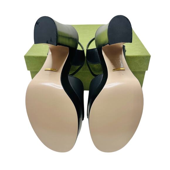 Gucci Cutout Interlocking G 39.5/ US 9.5 Leather Platform Sandals Black NIB - Picture 13 of 15